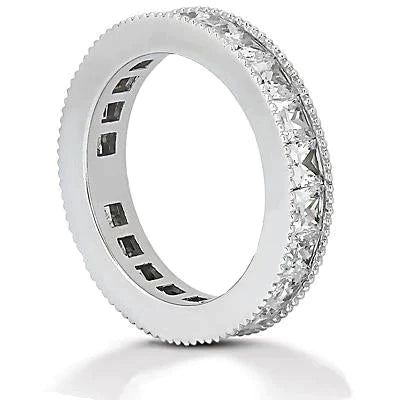 4.40 Carats Princess Real Diamond Eternity Wedding Band