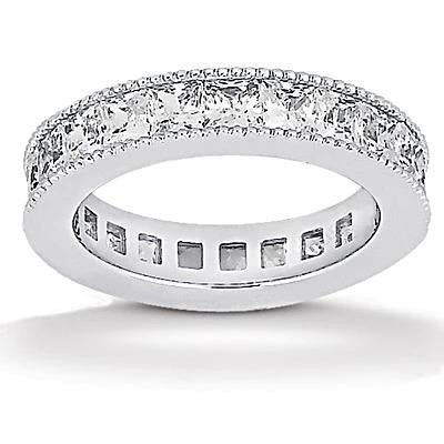 4.40 Carats Princess Real Diamond Eternity Wedding Band
