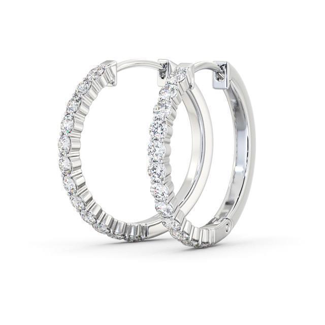 4.40 Carats Round Natural Diamond Lady Hoop Earring White Gold 14K New