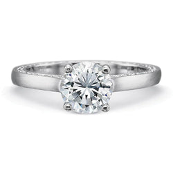 4.40 Carats Sparkling Round Cut Real Diamond Engagement Ring White Gold