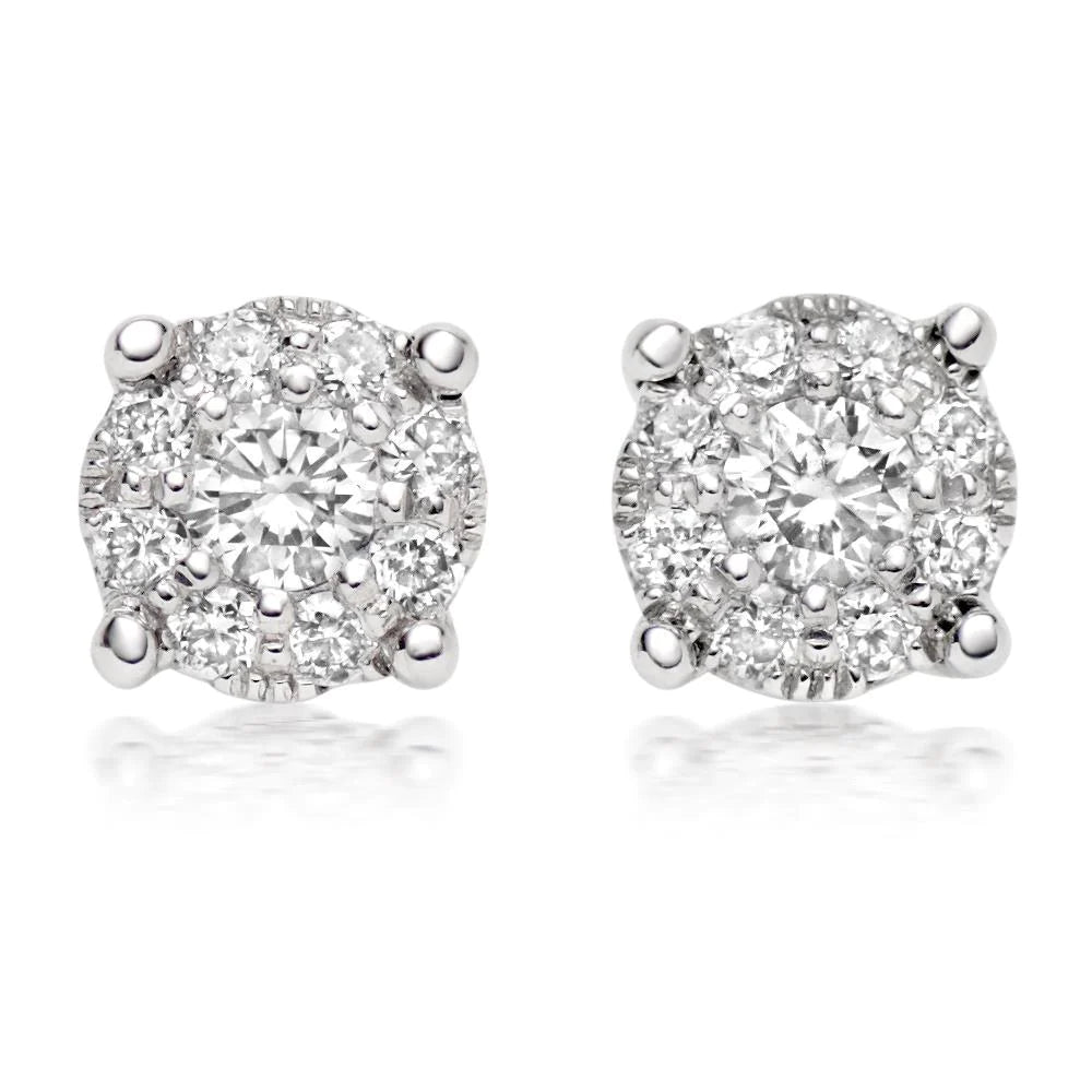 4.40 Ct Brilliant Cut Real Diamonds Ladies Studs Halo Earring