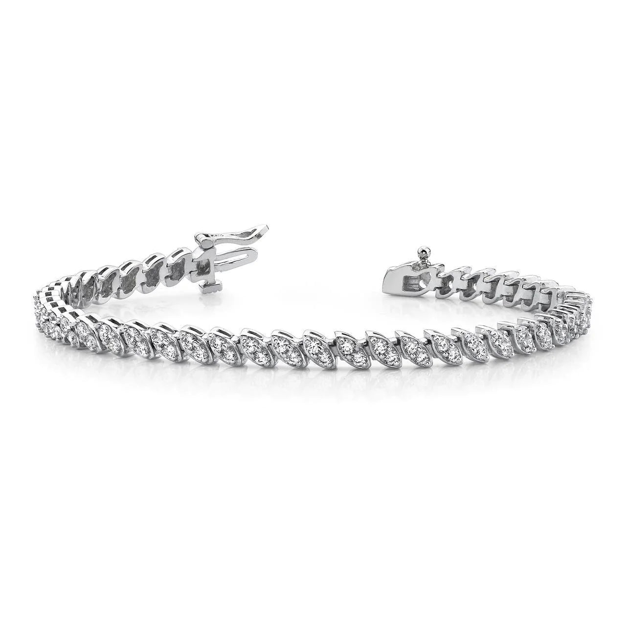 4.40 Ct Brilliant Cut Two Peas In A Pod Real Diamonds Bracelet White Gold