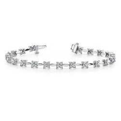 4.40 Ct Round Flower Prong Set Real Diamond Tennis Bracelet Women Gold