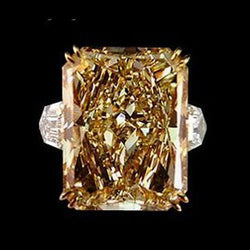 4.40 Ct. Radiant Champagne Real Diamond Ring Yellow Gold 14KNew