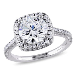 4.5 Carats Halo Round Cut Natural Diamond Wedding Ring Platinum
