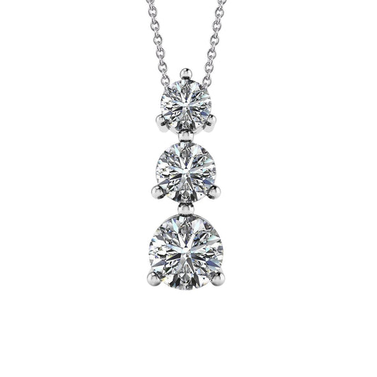 4.5 Carats Prong Set Round Journey Natural Diamond Pendant White Gold 14K