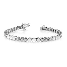 4.50 Carats Bezel Set Round Triple Real Diamond Bracelet White Gold Jewelry