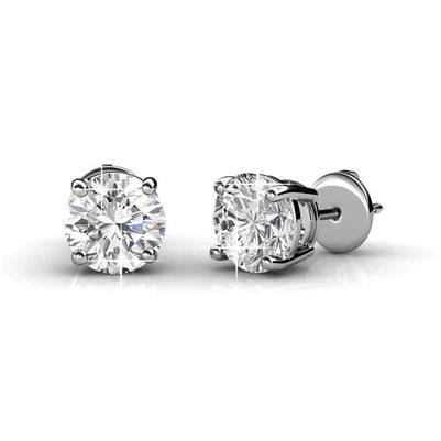 4.50 Carats Prong Set Round Real Diamonds Studs Earrings White Gold 14K