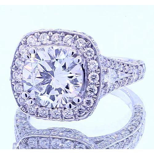 4.50 Carats Real Diamond Round Halo Ring White Gold 14K 2