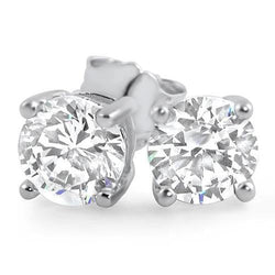 4.50 Carats Real Diamond Studs Earring White Gold 14K