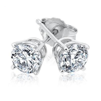 4.50 Carats Real Diamonds Lady Studs Earrings Gold 14K