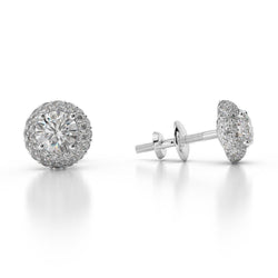 4.50 Carats Real Natural Earth Mined Diamonds Women Studs Halo Earrings White Gold 14K