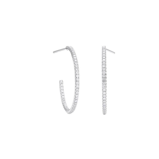 4.50 Carats Round Cut Natural Diamonds Women Hoop Earrings 14K White Gold