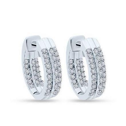 4.50 Carats Round Cut Natural Diamonds Women Hoop Earrings Gold White 14K