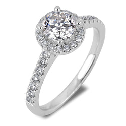 4.50 Carats Round Cut Real Diamond Halo Engagement Ring