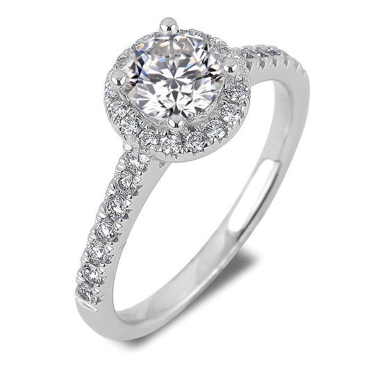4.50 Carats Round Cut Real Diamond Halo Engagement Ring