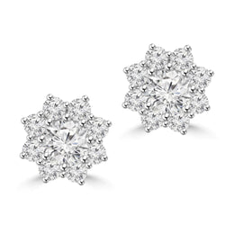 4.50 Carats Round Cut Real Diamonds Star Shape Studs Earrings White Gold