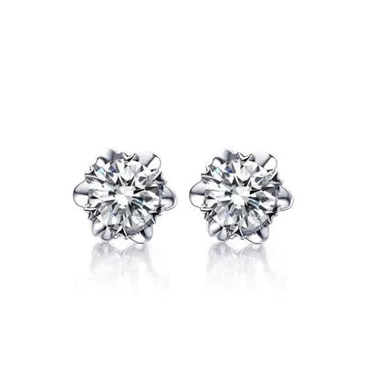 4.50 Carats Round Cut Real Diamonds Stud Earrings White Gold 14K