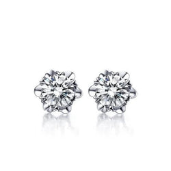 4.50 Carats Round Cut Real Natural Earth Mined Diamonds Stud Earrings White Gold 14K