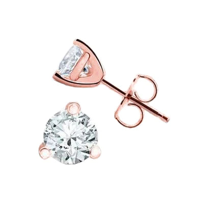 4.50 Carats Round Cut Real Diamonds Women Studs Earrings Rose Gold 14K