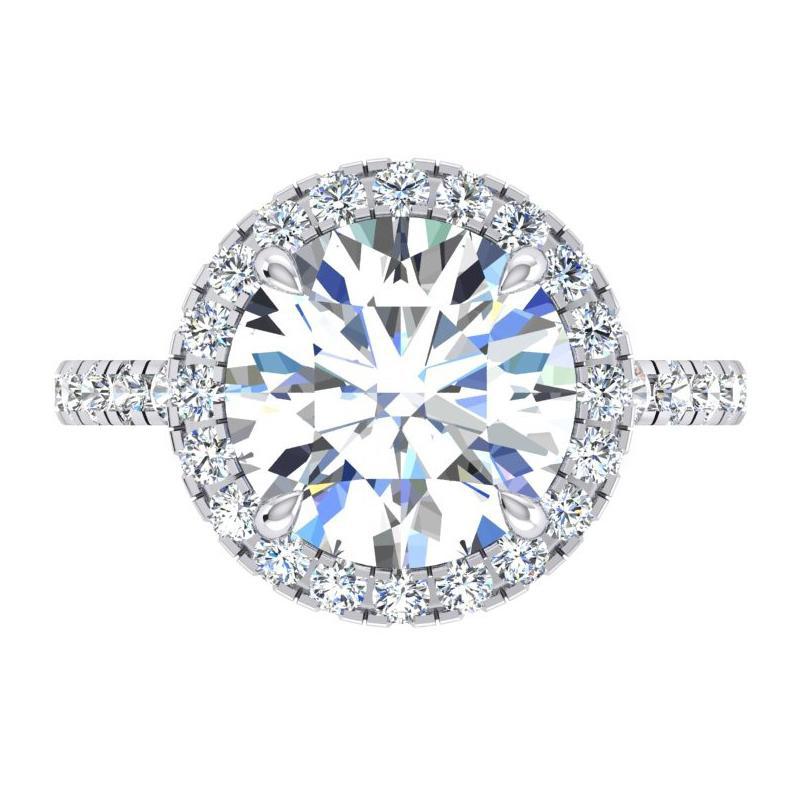 4.50 Carats Round Natural Diamond Anniversary Halo Setting