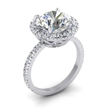 4.50 Carats Round Natural Diamond Ring Halo Setting
