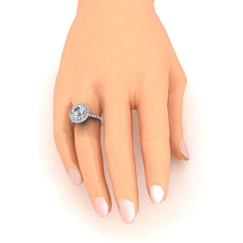 Round Natural Diamond Anniversary Ring Halo Setting