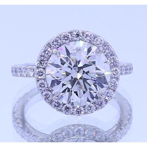 4.50 Carats Round Natural Diamond Anniversary Ring Halo Setting