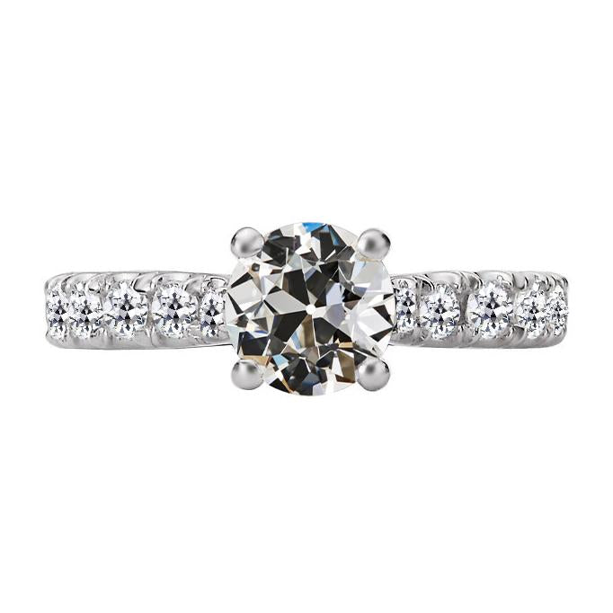 4.50 Carats Round Old Miner Real Natural Earth Mined Diamond Wedding Ring 14K White Gold