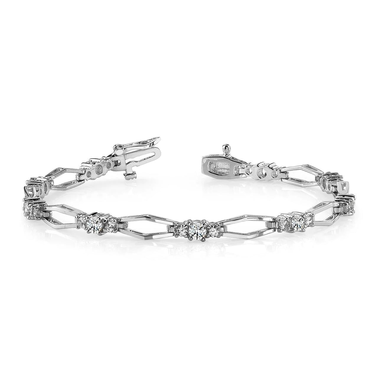 4.50 Carats Round Real Diamond Link Bracelet White Gold Jewelry 14K