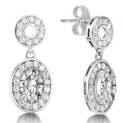 4.50 Carats Sparkling Round Cut Real Diamonds Dangle Earrings White Gold