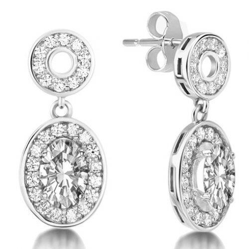 4.50 Carats Sparkling Round Cut Real Diamonds Dangle Earrings White Gold