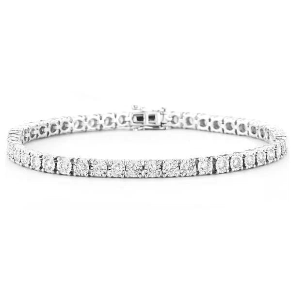 4.50 Ct Natural Round Cut Diamond Tennis Bracelet Solid White Gold Jewelry