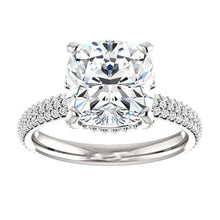 4.50 Ct. Ladies Cushion Real Diamond Anniversary Ring 14K White Gold