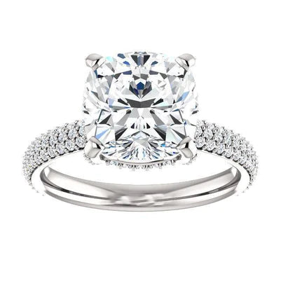 4.50 Ct. Ladies Cushion Real Diamond Anniversary Ring 14K White Gold