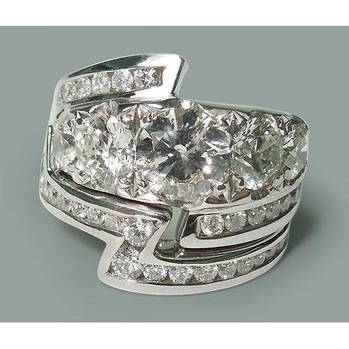 4.57 Carat Round Real Diamonds Wedding Ring And Band Set