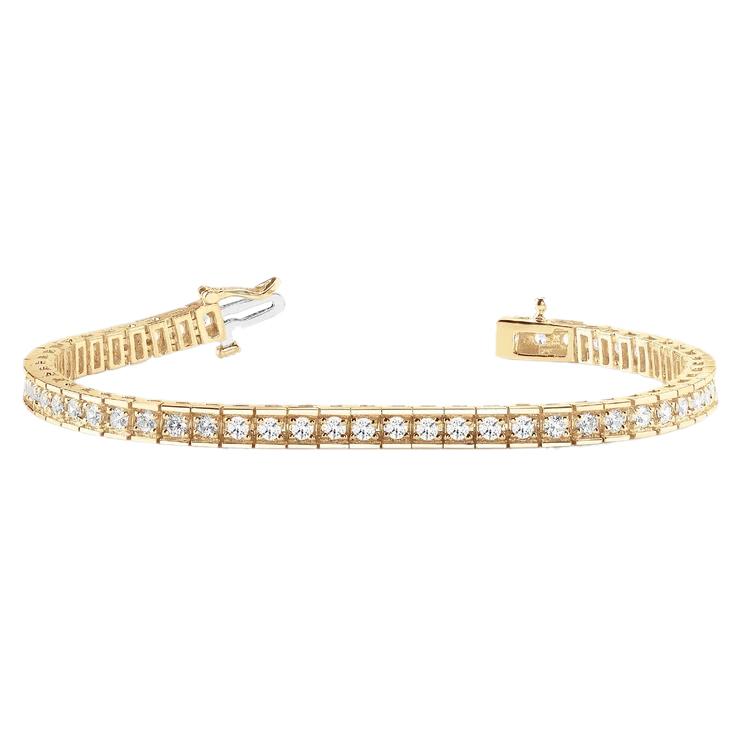 4.60 Carats Real Round Diamond Ladies Bracelet Yellow Gold