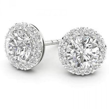 4.60 Carats Sparkling Round Cut Genuine Diamond Stud Halo Earrings White Gold