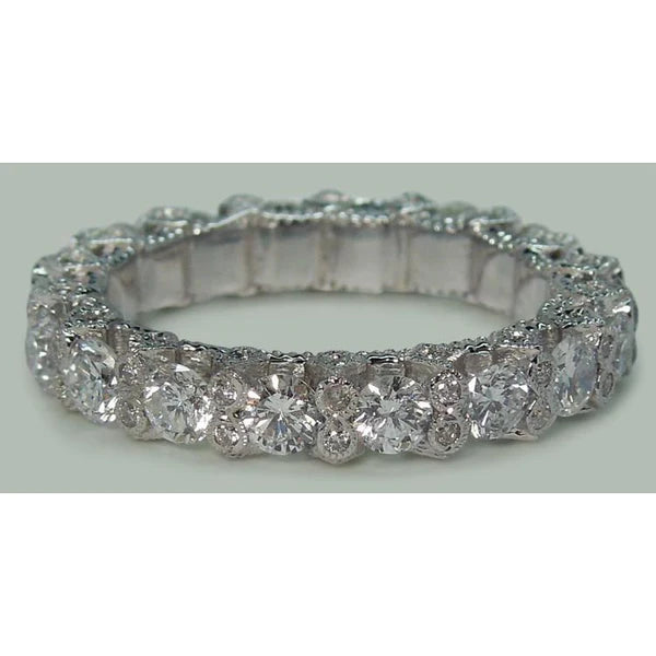 4.68 Carats Round Brilliant Real Diamonds Eternity Band White Gold 14K