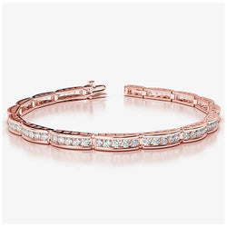 4.70 Carats Round Brilliant Cut Genuine Natural Earth Mined Diamonds Bracelet Rose Gold 14K