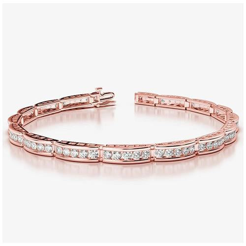 4.70 Carats Round Brilliant Cut Genuine Diamonds Bracelet Rose Gold 14K