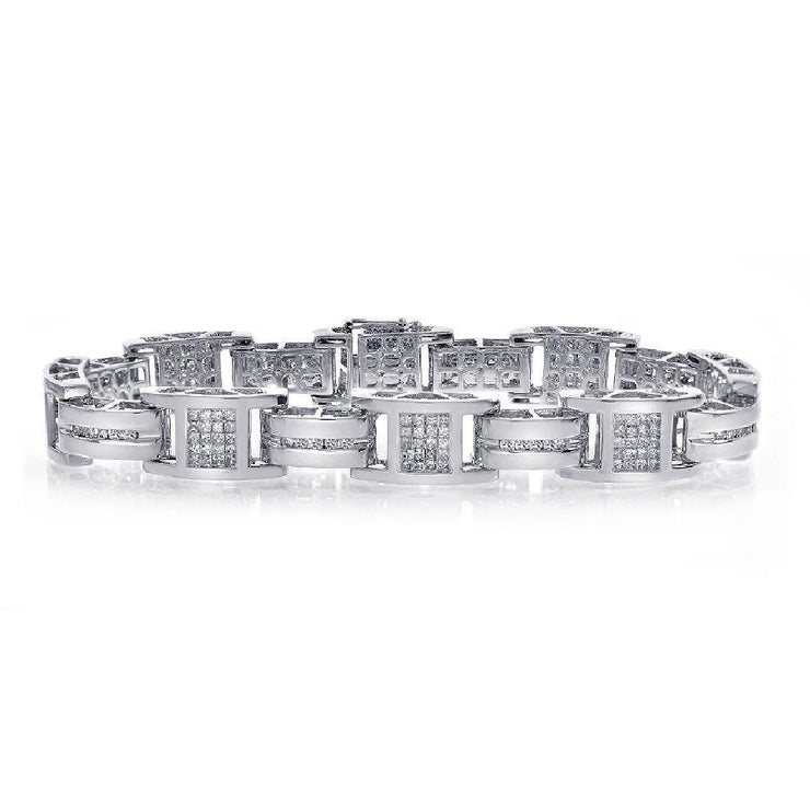 4.70 Carats Small Brilliant Cut Real Diamonds Mens Link Bracelet Wg 14K