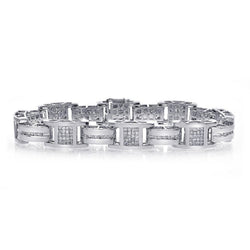 4.70 Carats Small Brilliant Cut Real Diamonds Mens Link Bracelet Wg 14K