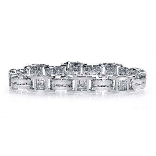 4.70 Carats Small Brilliant Cut Real Diamonds Mens Link Bracelet Wg 14K
