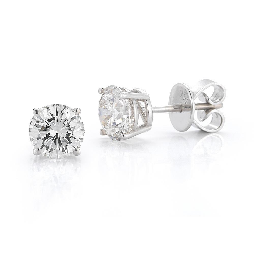 4.70 Carats Sparkling Prong Set Real Diamonds Studs Earrings White Gold