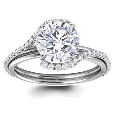 4.80 Carats Big Sparkling Round Cut Real Diamond Engagement Ring