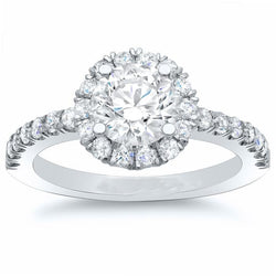 4.80 Carats Natural Round Diamond Ring Halo White Gold 14K