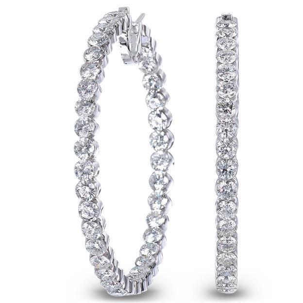 4.80 Carats Round Cut Real Diamonds Lady Hoop Earrings New