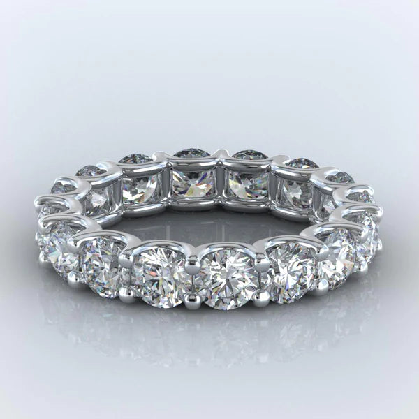 4.80 Carats Round Real Diamond Eternity Wedding Band Jewelry