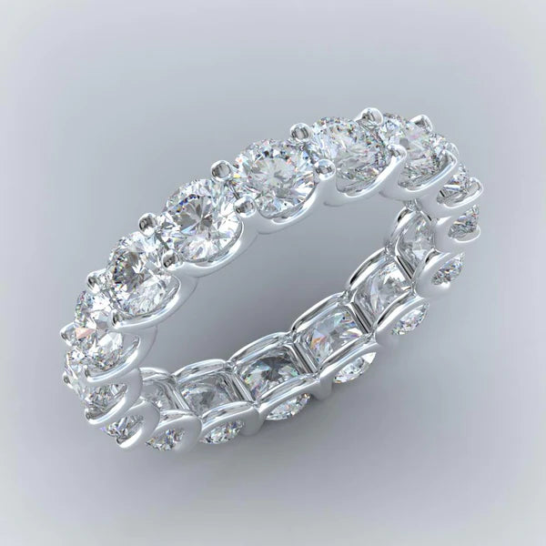 4.80 Carats Round Real Diamond Eternity Wedding Band Jewelry